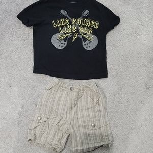 Boys 18m/2t black t-shirt with cargo shorts